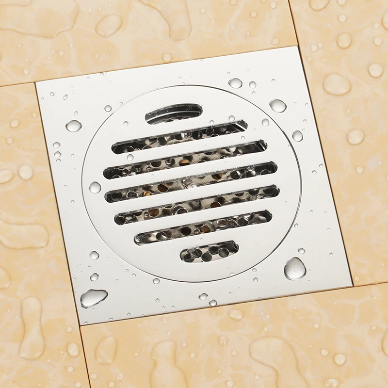 

New chrome solid brass 100 x 100mm square anti-odor floor drain bathroom shower drain-M848