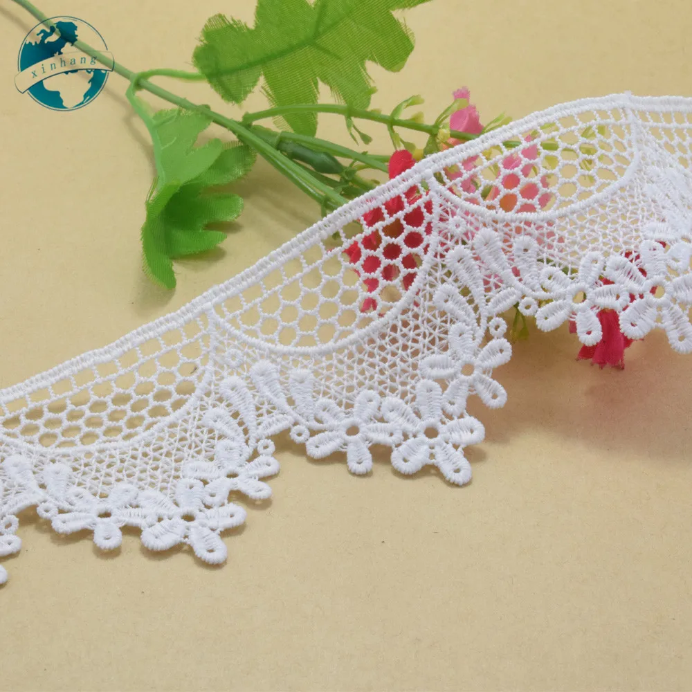 5.9cm Width White Polyester Embroidery French Lace Ribbon Fabric Guipure Diy Trims Warp Knitting Sewing Garment Accessories#3728