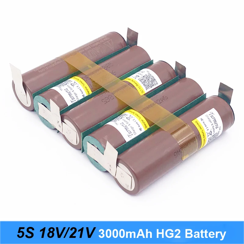 แบตเตอรี่ 18650 hg2 3000mAh 20 แอมป์ 12.6V ถึง 25.2V ไขควงแบตเตอรี่เชื่อมบัดกรีแถบ 3S 4S 5S 6S แบตเตอรี่ Pack (ปรับแต่ง)