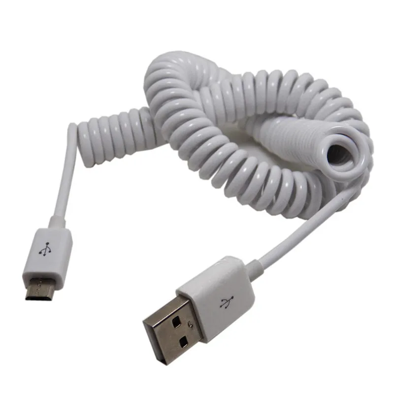 3M/10FT Micro Usb Spring Coiled Cable Extension portable retractable usb Data Charger Cables for Mobile phone Cord Coiled Cabo