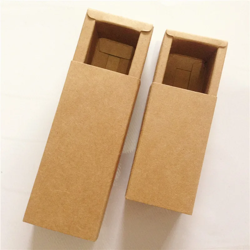 Pullable Drawer Box Kraft Paper Blank Brown Long Rectangular Fashionable Wedding Party Festive Essential Paperboard 24Pcs/Lot