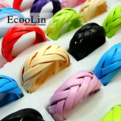 50pcs Wholesale jewelry ring lots fashion multicolor wood man-made Braided Personalized Ribbon Braided Rings LB002 free shipping