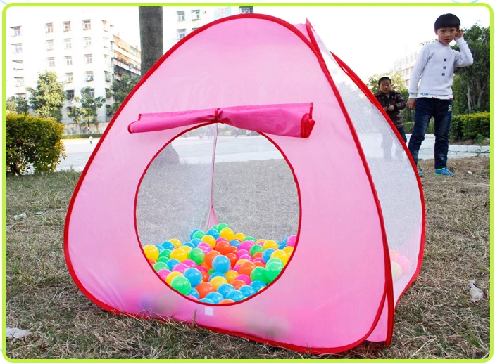 

Three Flour Color Gauze Tent/infant Children House Game Sea Princess Tent Bobo Ball Pool Cloth Foldable 2021