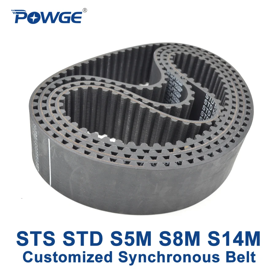 

POWGE S-Toothed STD S5M S8M S14M Synchronous Belt Pitch 5mm 8mm 14mm Customized all kinds of STS S5M S8M S14M Timing Belt