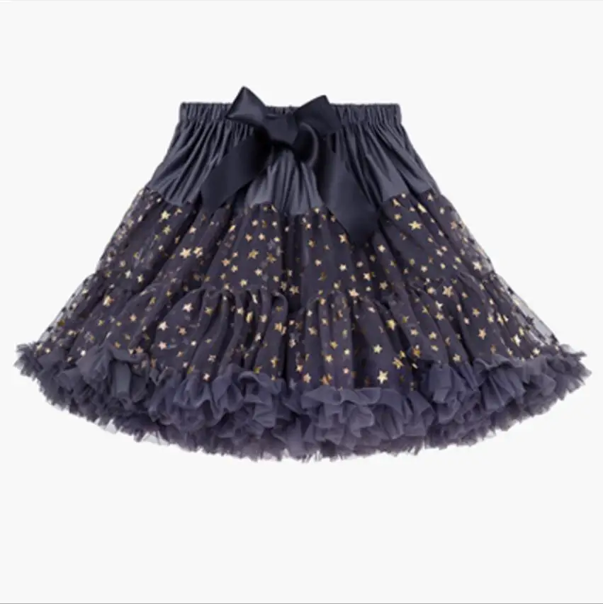 Kids party birthday skirt! Twinkle stars soft tulle fluffy knee long tutu skirt, weding dance clothes girls princess clothing