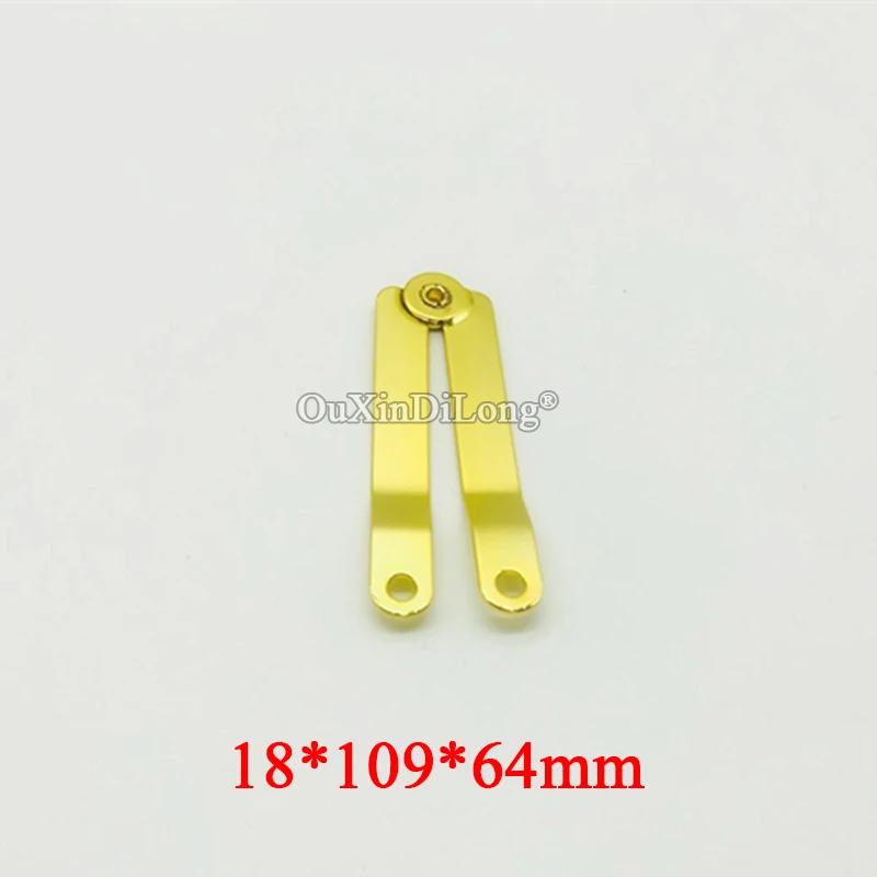 500PCS 18*109*64mm Gold Lid Stay Metal Folding Hinges Support Braces For Wood Box Jewelry Humidor Repair Accessories DIY Tools