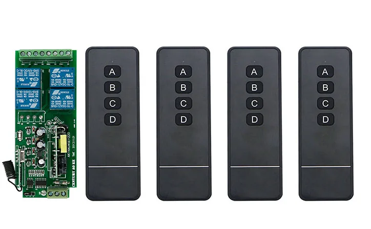 AC85v ~ 250 V 110 V 220 V 4CH RF Không Dây Điều Khiển Từ Xa Relay Chuyển Hệ Thống An Ninh Cửa Nhà Để Xe, điện Cửa/window/lamp