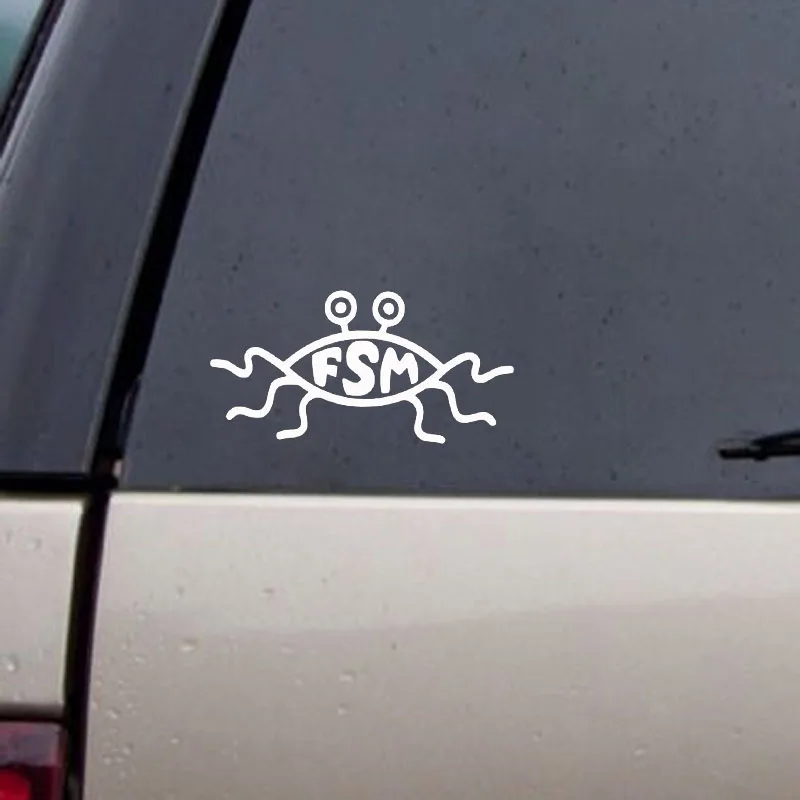 YJZT 13.3X6.6CM FSM Flying Spaghetti Monster Funny Car Stickers Vinyl Decal Black/Silver S8-0303