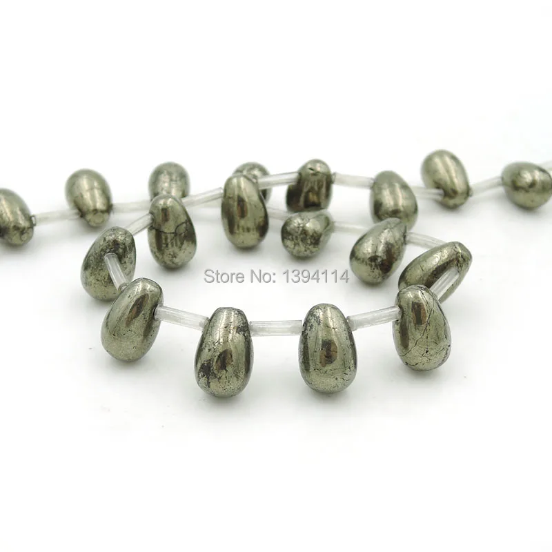 Natural Pyrite Round Drop Beads Strand For Making Bracelets Or Necklaces Jewelery