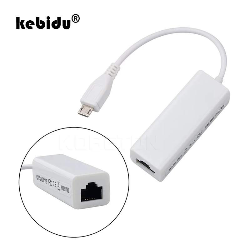 

kebidu 15CM Micro USB 2.0 Male To RJ-45 Female 5-Pin 10Mbps Ethernet LAN Network Card Adapter For Windows XP 7 8 PC Linux