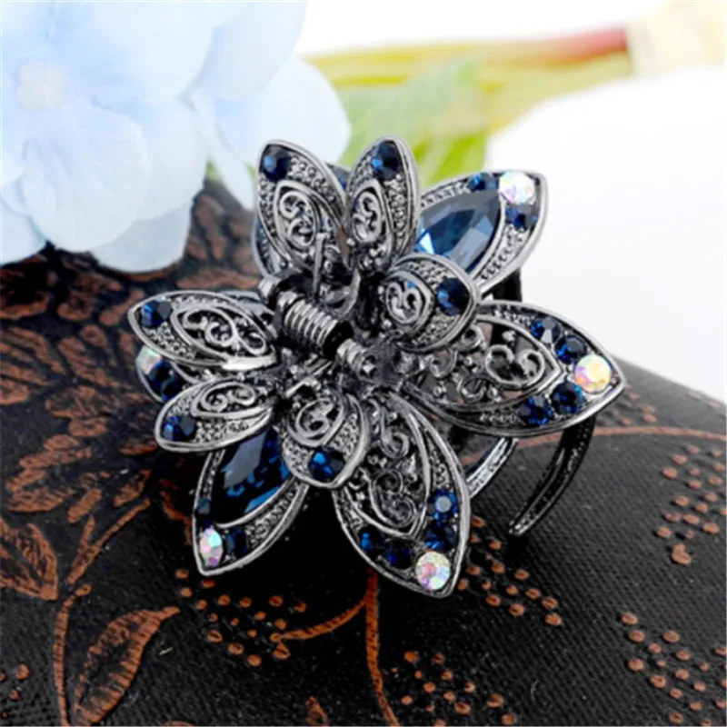 Fashion Big Flower Hair Clips Women Hair Jewelry Vintage Metal Crab Clip Hair Claws For Gilrs Gifts Wedding Hair Accessories