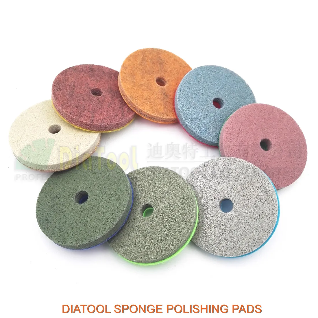 DIATOOL 8pcs/pk 4inch Diamond Sponge Polishing Pads For Soft Stone Marble Artificial Stone Dia 100mm Workable Thickness 10mm