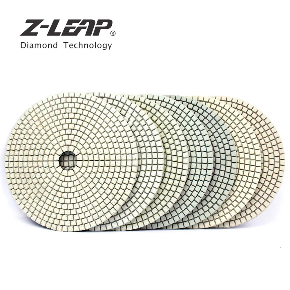 

Z-LEAP 7PCS 6 Inch Diamond Polishing Pad Wet For Concrete Granite Marble Stone Grinding Disc 150mm White Abrasive Disc 3mm Thick