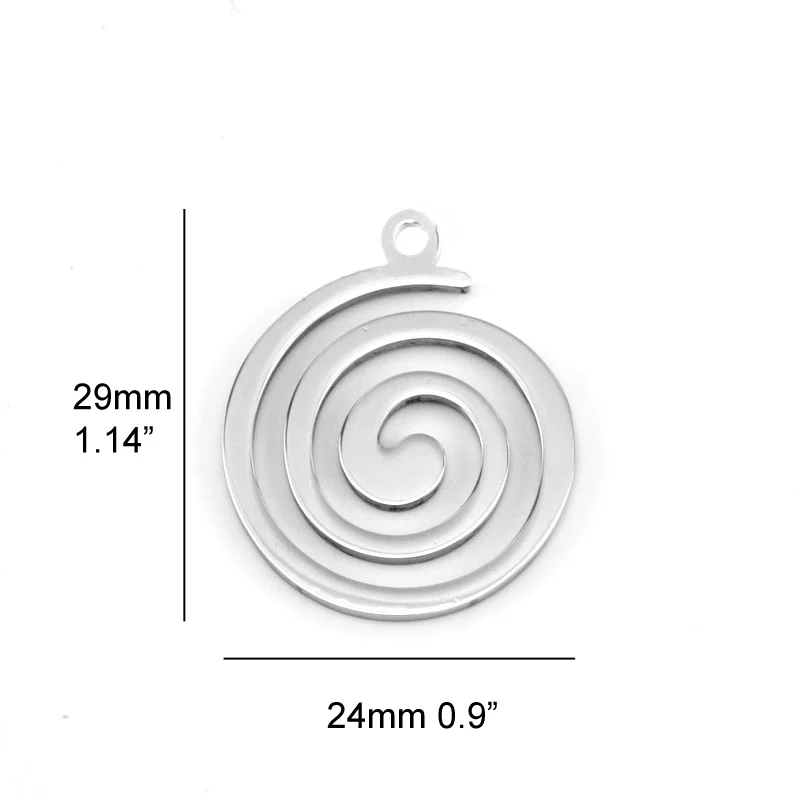 

50pcs diy jewelry spiral Pendant both sides polished small Necklace Pendant for women stainless steel wholesale pendants