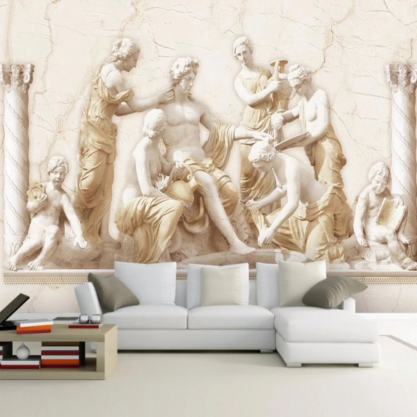 Custom 3D Mural Wallpaper European Style Roman Relief Art Murals Living Room Study Sofa TV Background Photo Wallpaper Home Decor