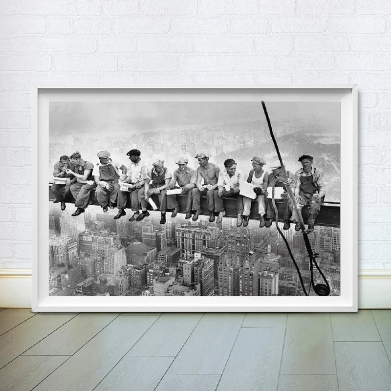 Lunch On a Skyscraper New York City Print Poster Wall Art Canvas Painting Vintage Posters Black White Wall Pictures Home Decor