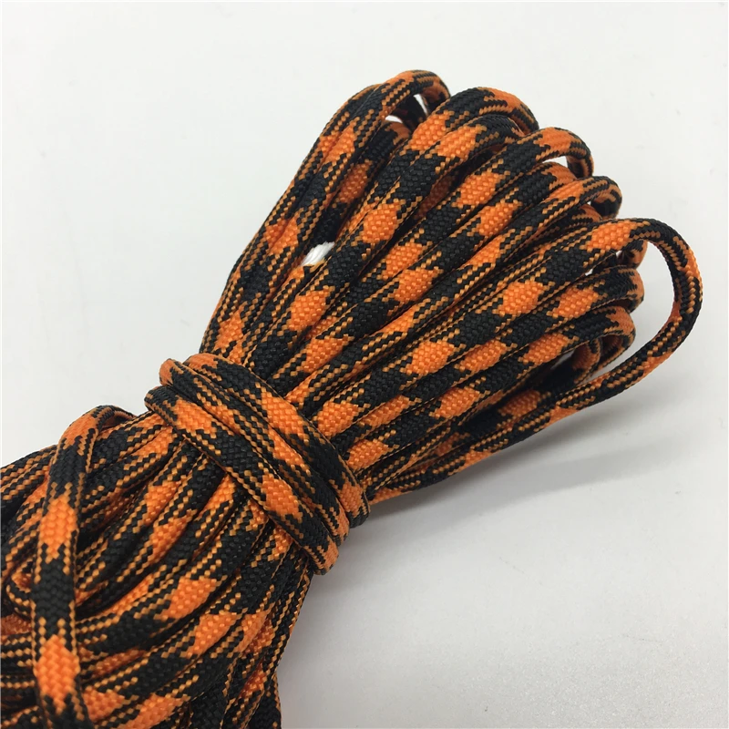 10yds Paracord 550 Parachute Cord Lanyard Rope Mil Spec Type III 7 Strand Climbing Camping Survival Equipment #Black+Orange