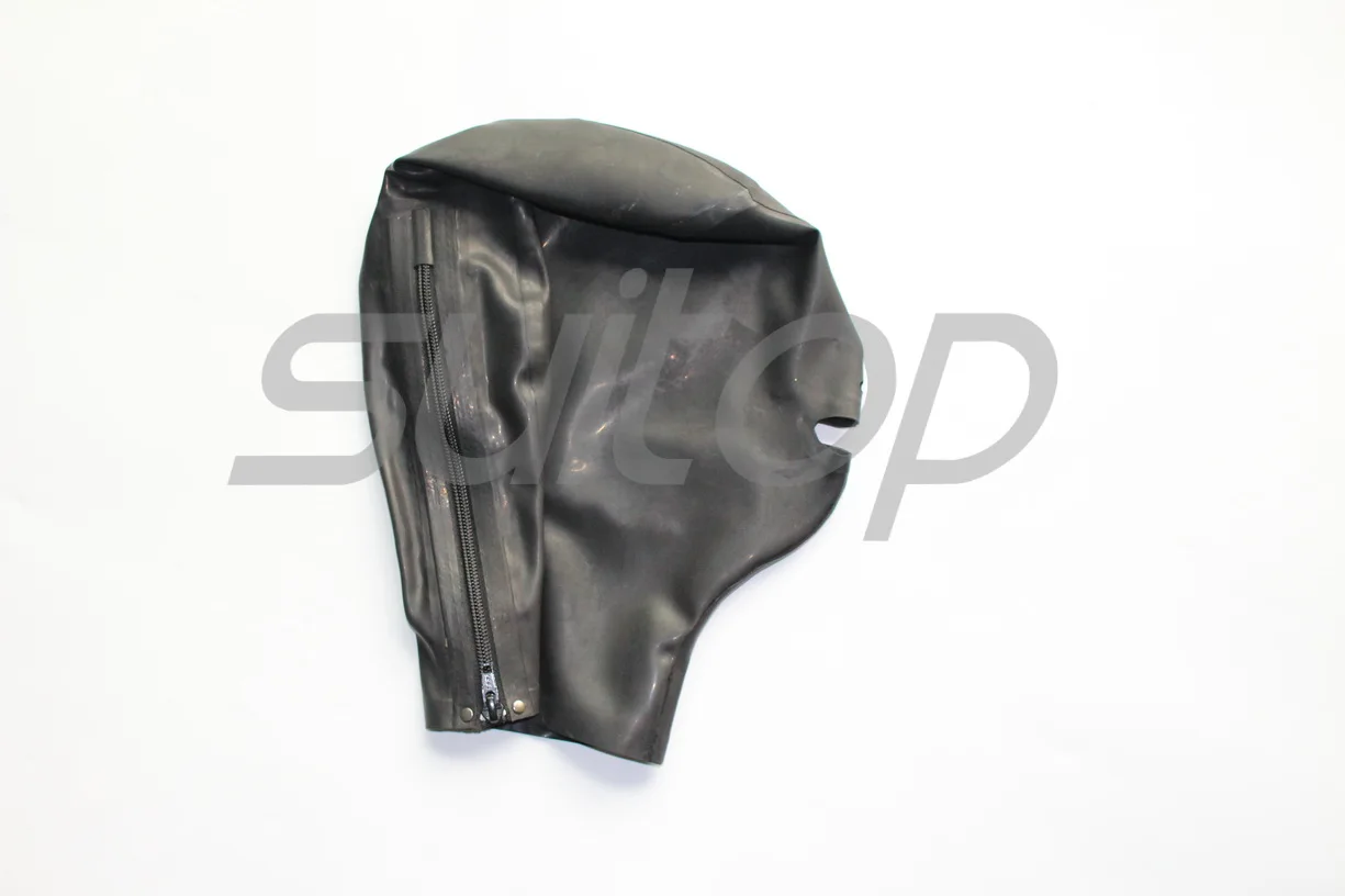 Suitop latex Hoods Open mouth only with back zip