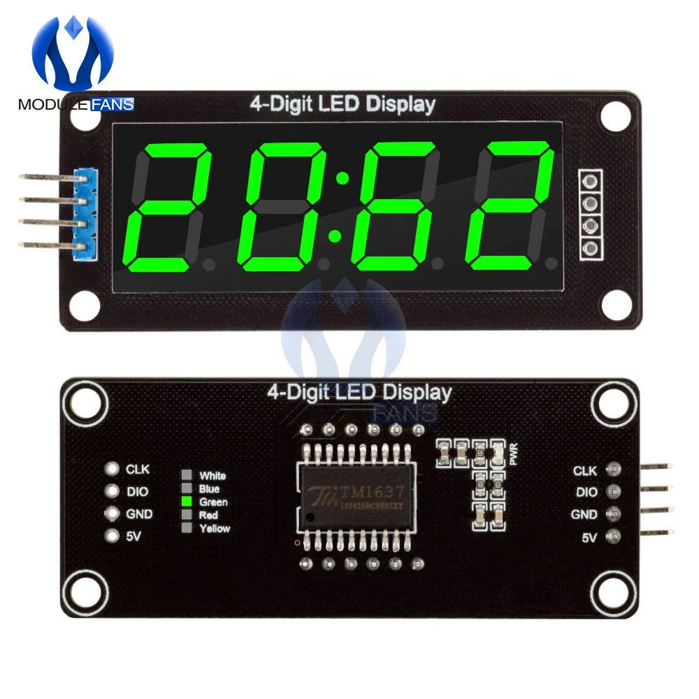 

TM1637 4-Digit LED 0.56" 0.56Iinch 7 Segments Display Tube Clock Double Dots Module Green LED Display Module For Arduino