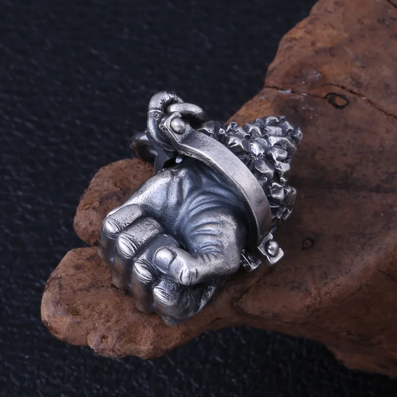 BOCAI New Solid S925 Pure Silver Man pendant Destiny Is In Your Own Hands Individuality Domineering Man Pendant