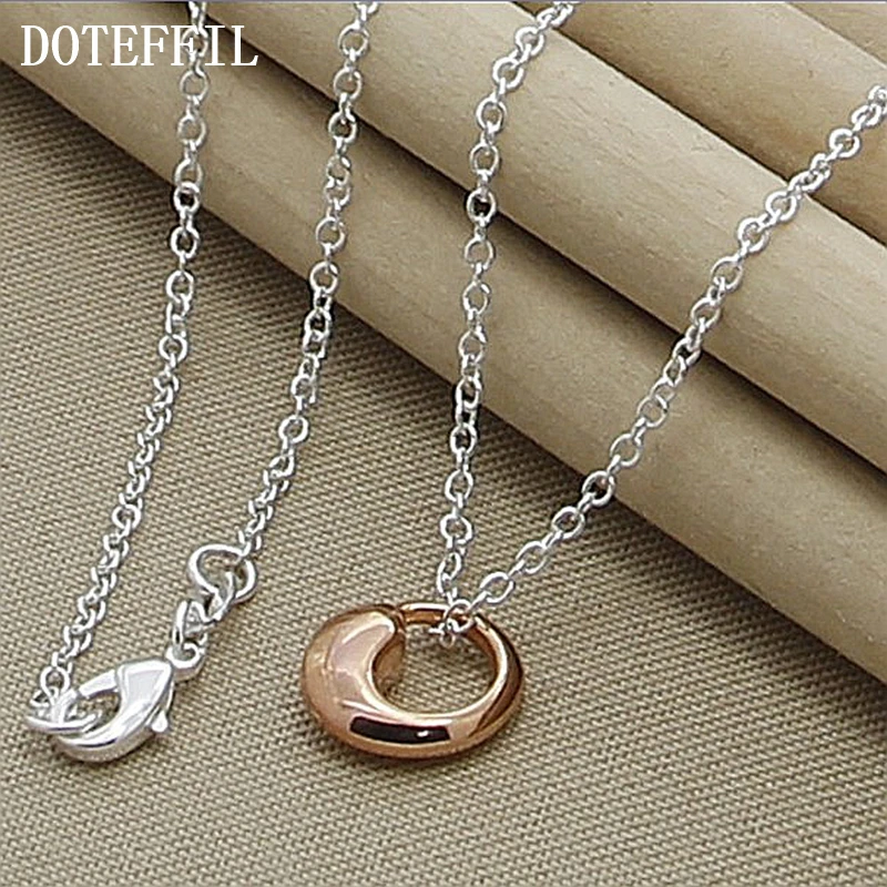 

DOTEFFIL 925 Sterling Silver 18 Inch Chain Rose Gold Water Drops Pendant Necklace For Women Wedding Engagement Fashion Jewelry