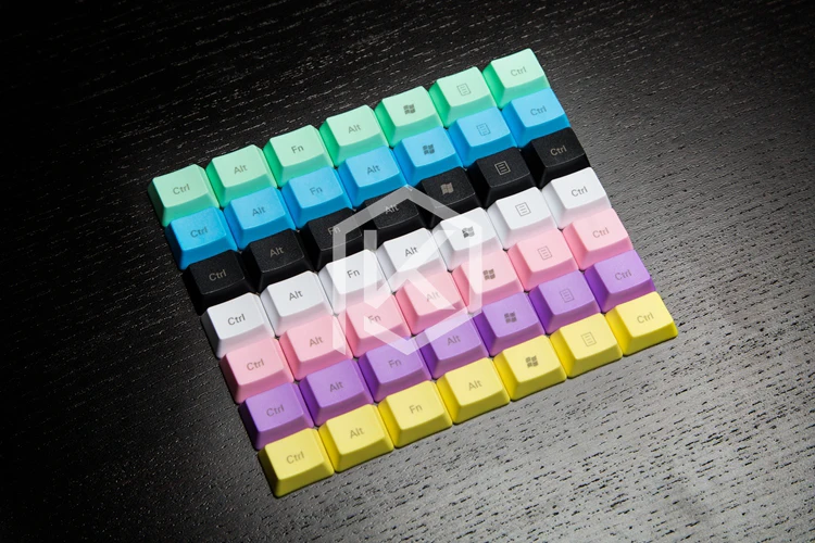 PBT modifier Keycaps 14 Keys in OEM Profile With Cherry MX Stems front printed top printed legend red black blue purple pink