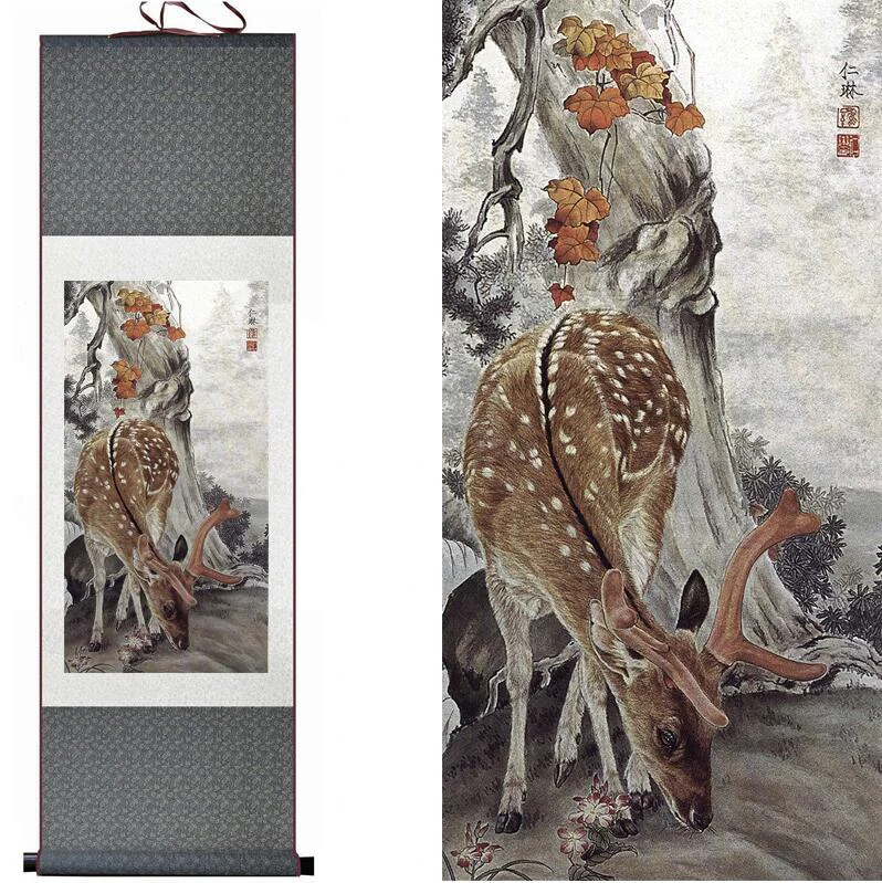 

Top quality sika deer painting traditional Chinese Art Painting Home Office Decoration Chinese painting deer painging