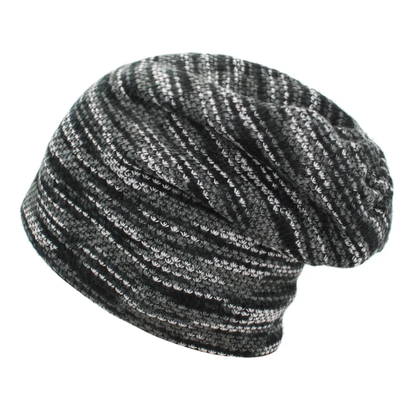 Aewue cappello lavorato a maglia donna Skullies berretti cappelli invernali per uomo berretti a righe cofano caldo Baggy morbido cappello a berretto