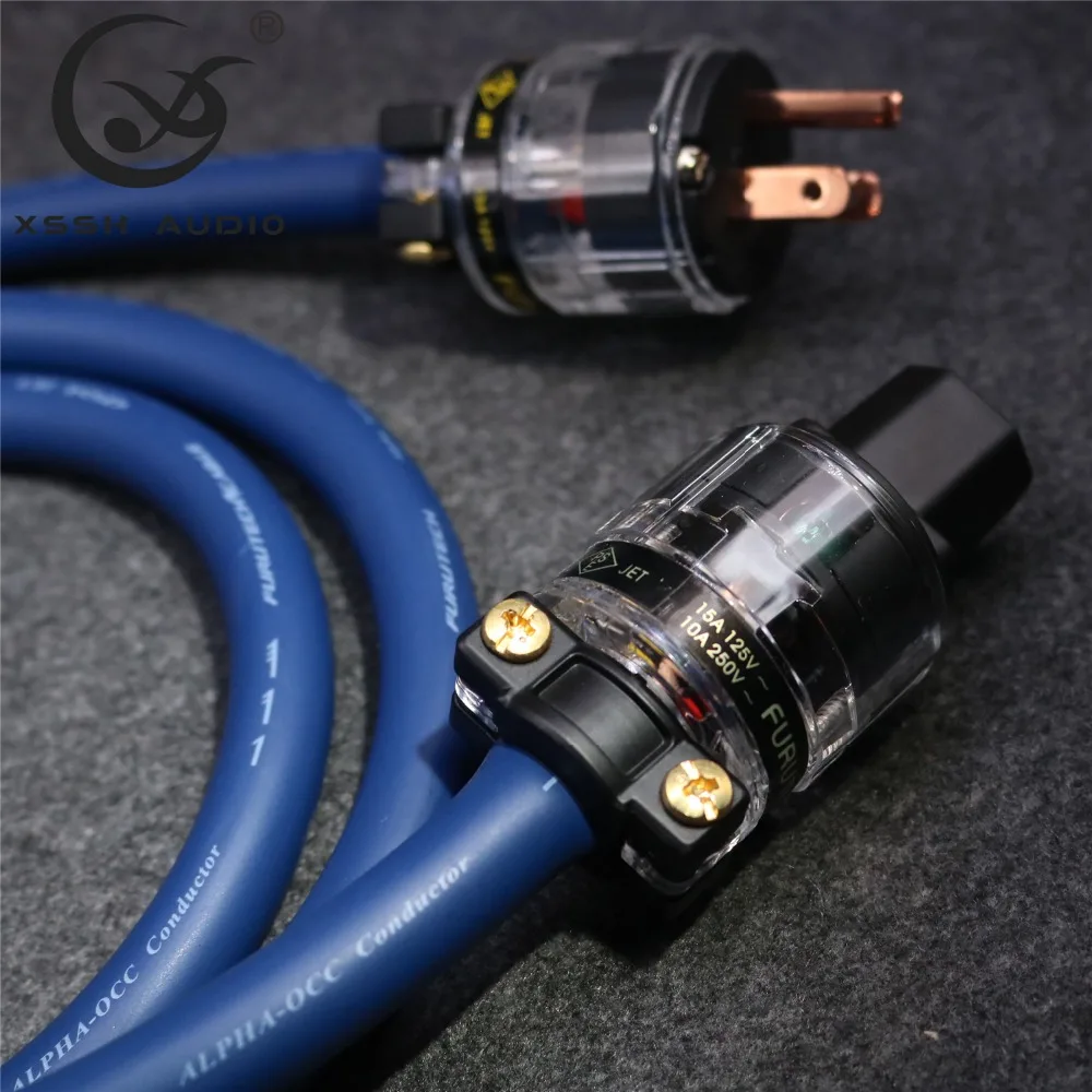 Hifi Power Line XSSH DIY Hi-End Amplifier 14.5mm 3 Core OFC Pure Copper US IEC 3 Pins AC Female Male Plug Power Cable Cord Wire