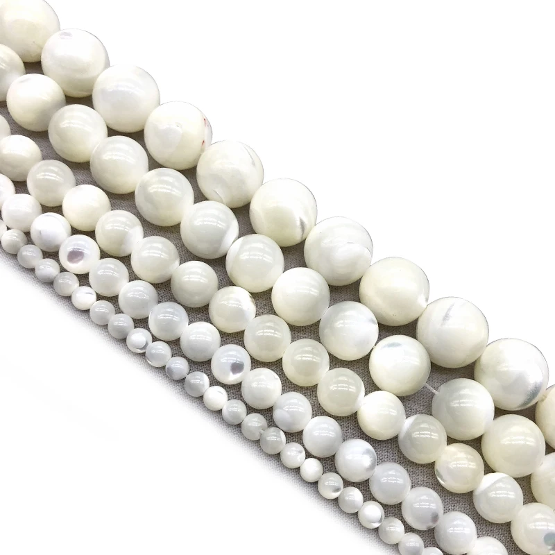 Natural Round Trochus Niloticus Top Shell Stone White Beads For Jewelry Making DIY Bracelet Necklace 4/6/8/10 mm Strand Earrings