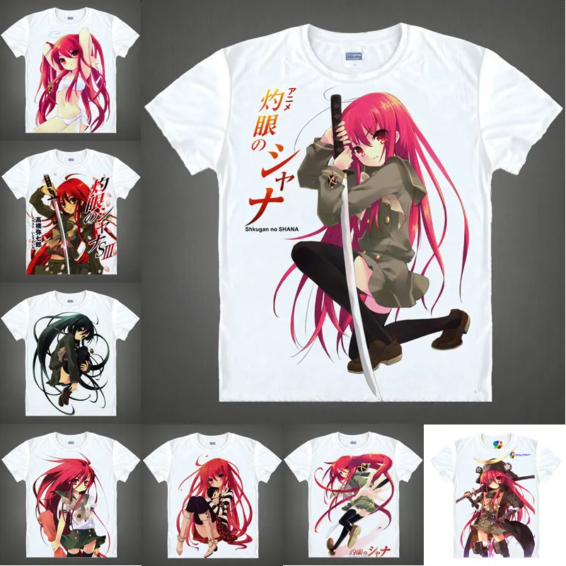 Coolprint Japanese Anime Shirt Shakugan No Shana T-Shirts Multi-style Short Sleeve Romance Shana Cosplay Costume Kawaii Gift