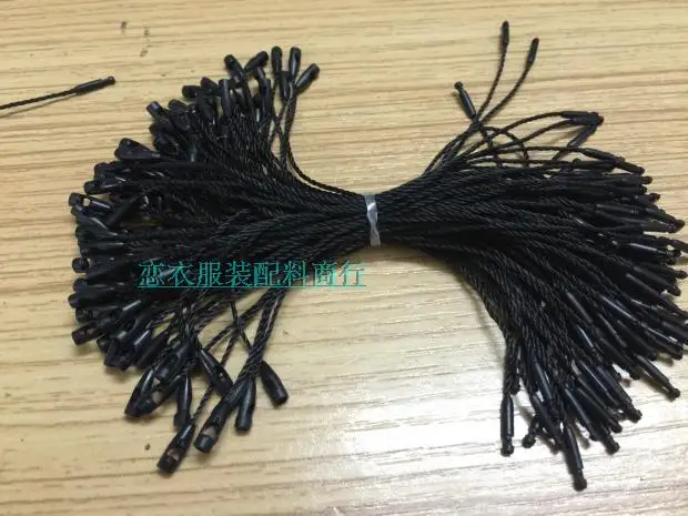 New Hot stock Good quality 12cm length black tag string  cord for garment in apparel price seal tag bullet head