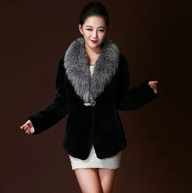 

New arrival 2019 Autumn and Winter Imitated mink fur coat rabbit fox fur Women's coat female
