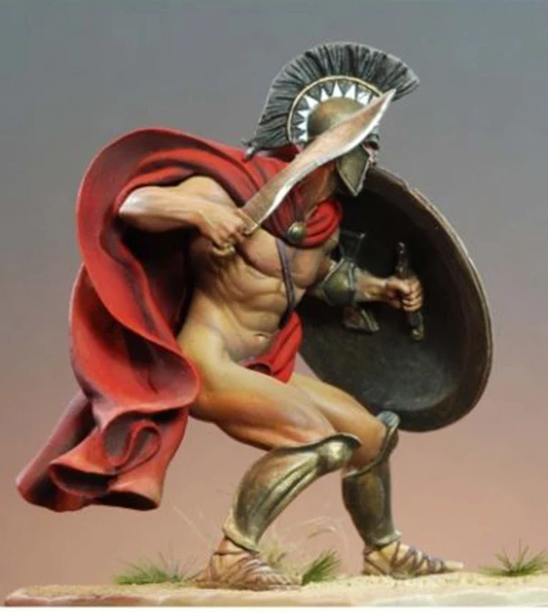 Unpainted Kit  1/24 75mm Spartan Hoplite King 75mm  soldier   figure Historical  Resin kit miniature model