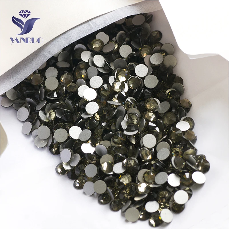 YANRUO 2058NoHF SS3-SS34 Black Diamond Crystal Stone Flat Back Strass Non Hotfix Nail Art Stick On Rhinestones DIY