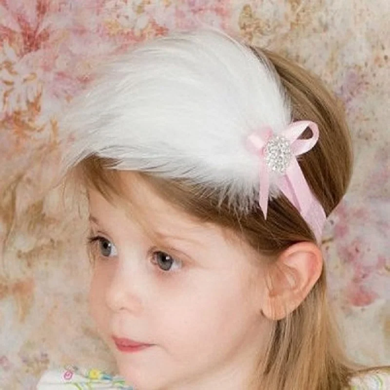 Fashion Feather Baby Girls Hairbands Babies Headbands Barrettes Children Elastic Hair Bands Kids Combs Ribbons Hair Accessories