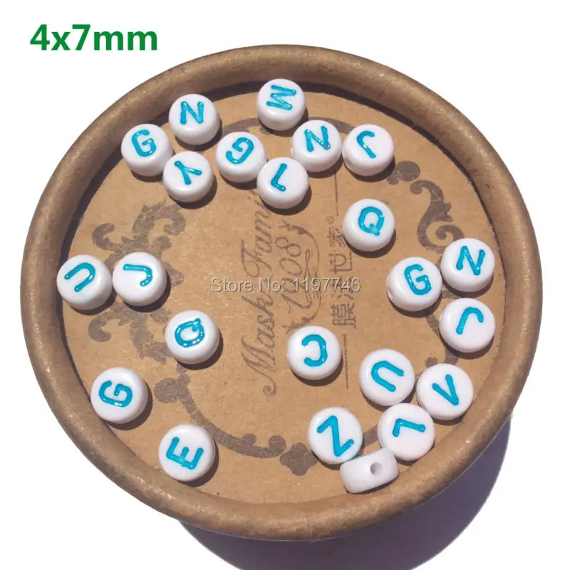 Mixed Coin Colorful Alphabet Letter White  Acrylic Spacer Beads Fashion Jewelry Accessories For Bracelet Making 3600pcs 4*7mm