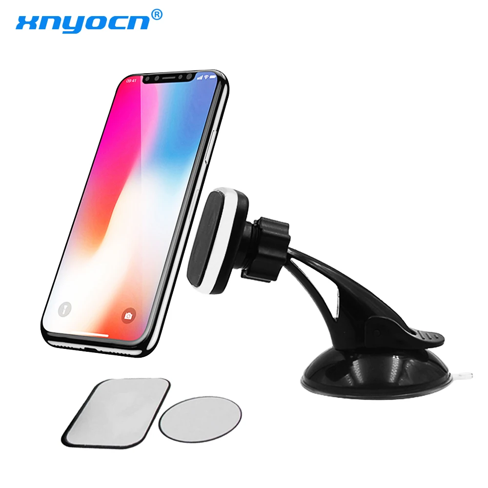 Smartphone Holder Car Magnetic Magnet Phone Holder Suction Cup Mount Windshield Stand 360 Degree For Xiaomi Iphone XS Xn'yo