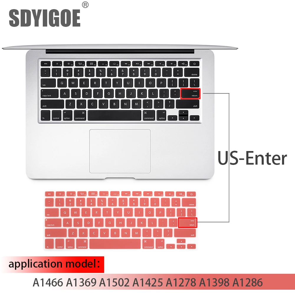 Cubierta de teclado de ordenador portátil para macbook air 13 pro 15 pulgadas A1466 A1502 A1278 A1398 cubierta de teclado de silicona estadounidense película protectora de Color