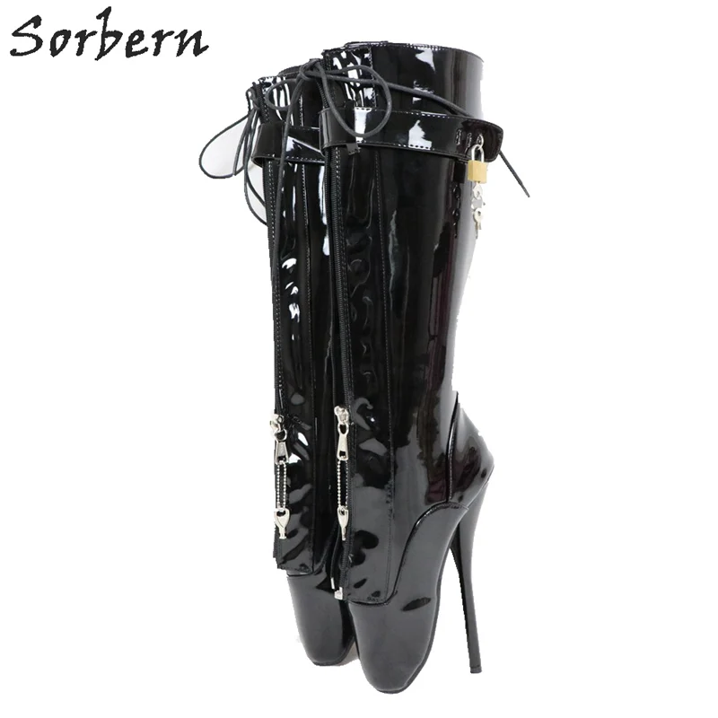 

Sorbern Black Knee High Boots Women Ballet Stilettos High Heels Custom Wide Fit Boots Womens Footwear Eu Size 44 Fashions