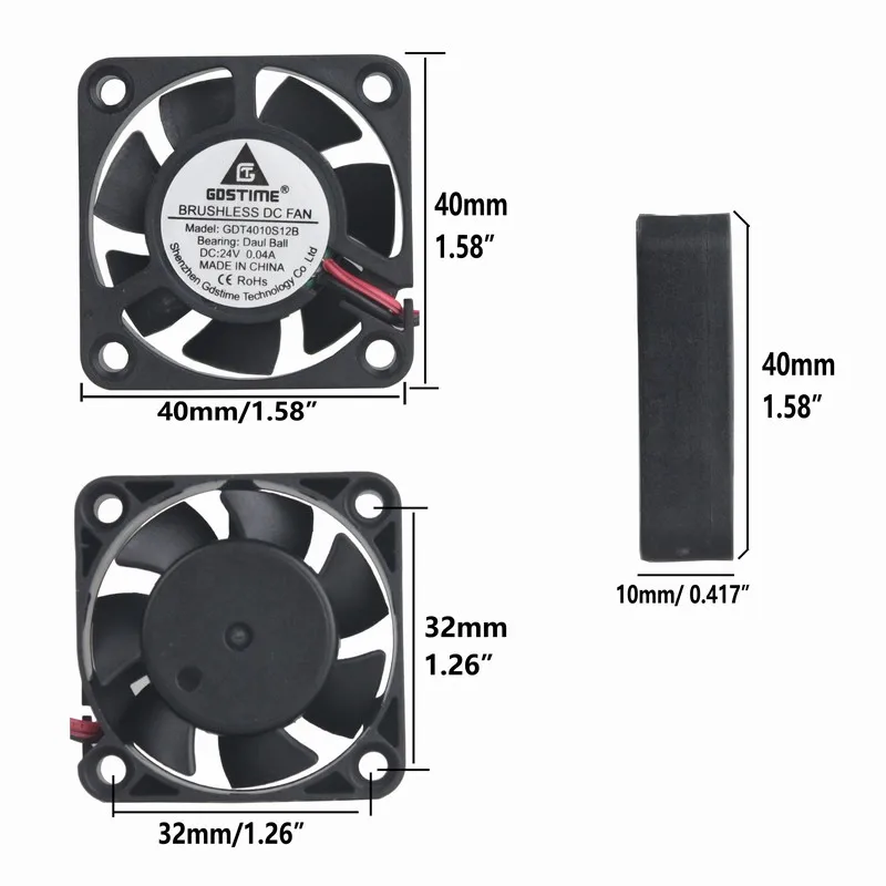1 шт. Gdstime 24 В шариковый подшипник 40 мм 40*40*10 мм охлаждающий вентилятор для ПК ноутбука компьютера чехол охладитель промышленный осевой вентилятор