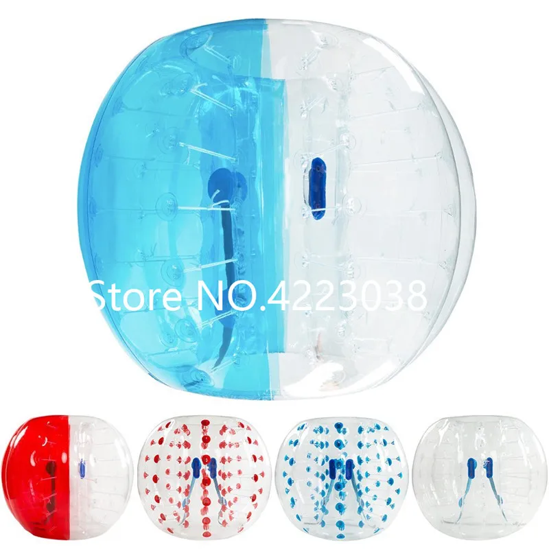 Gratis verzending blauw en helder PVC 1,5 m dia bumper body bal opblaasbare body ball body zorb bal bubble voetbal voor volwassenen