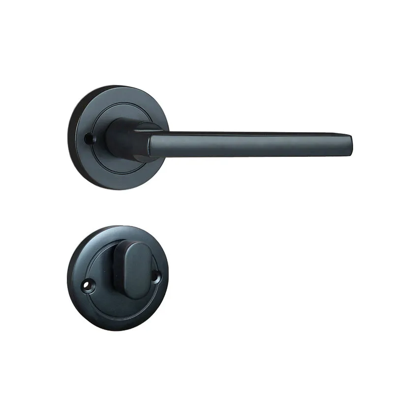 Free Shipping Black High Quality Zinc Alloy Split Lock Bedroom Handle Lock Interior Door Handle Lock with Key