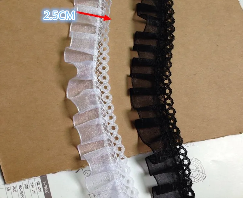 2.5cm 20meters/Pack, Organza Lace Trims Ribbon DIY Lace Embellished Ruffled Lace Cheap Price
