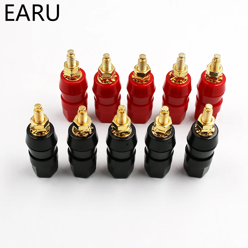 1 Paar (Zwart + Rood) terminals Rood Zwart Connector Versterker Terminal Binding Post Banana Speaker Plug Jack Adapter Socket