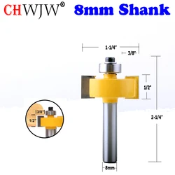 CHWJW-8mm 생크 T 타입 베어링 목재 밀링 커터, 산업용 래빗 비트 목공 도구 목재용 라우터 비트, 1 개