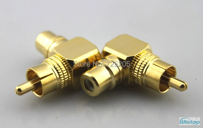 RCA Male to Female HIFI AV Amplifier Speakers RCA Subwoofer Right Angle Adapters 24K Gold-plated Pure Copper DIY Free Shipping