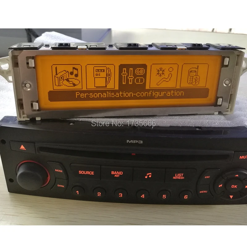 

Original Car Screen Support USB & Bluetooth Display LCD- Yellow Monitor 12 Pin high quality For Peugeot 307 407 408 c5