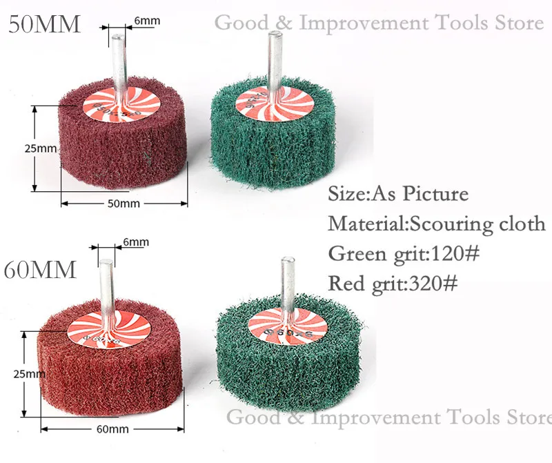 10 pz montato fibra Mop lucidatura spazzola ruota 60-30mm OD per trapano rettifica brunito Die Dremel smerigliatrice utensili rotanti gambo 6mm