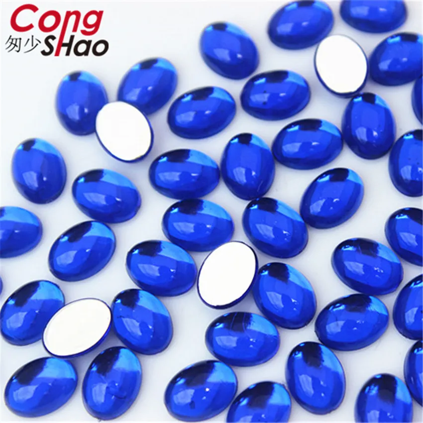 Cong Shao 200PCS 6*8mm Colorful Acrylic Rhinestone Flat Back Oval opal stones and crystals Clothing crafts Accessories ZZ746